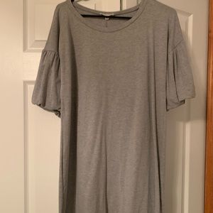 Gray Jersey Dress with Puffy Sleeves